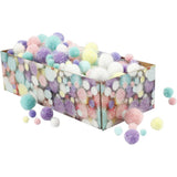 Pompoms 15-40mm - Pastel Colours Glitter (400 Pieces)