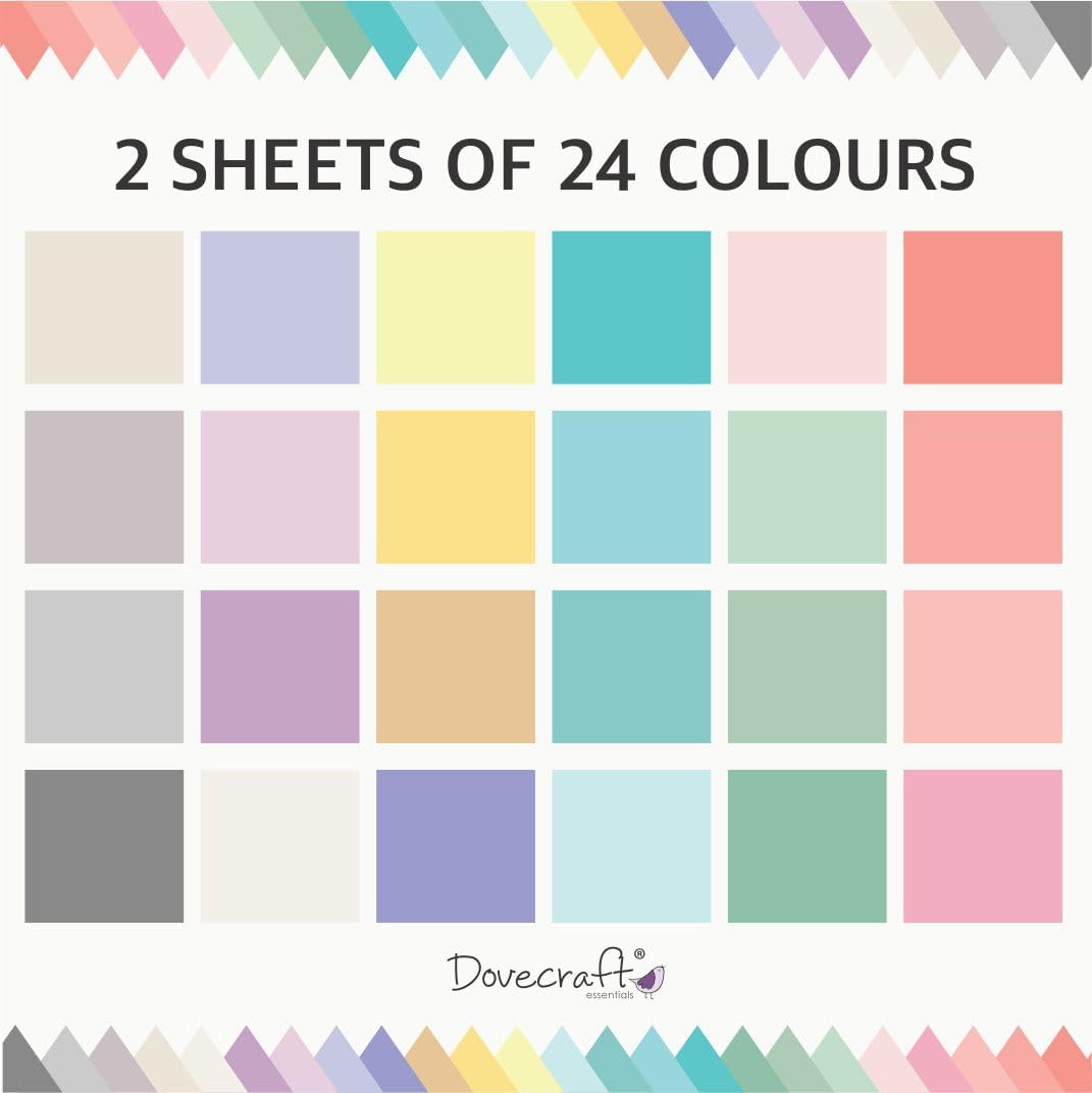 Dovecraft 12 x 12 Coloured Paper Pack - Pastel Edition (48 Sheets)