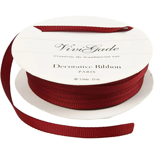 Decoration Grosgrain Ribbon - Red W: 6mm, 15m