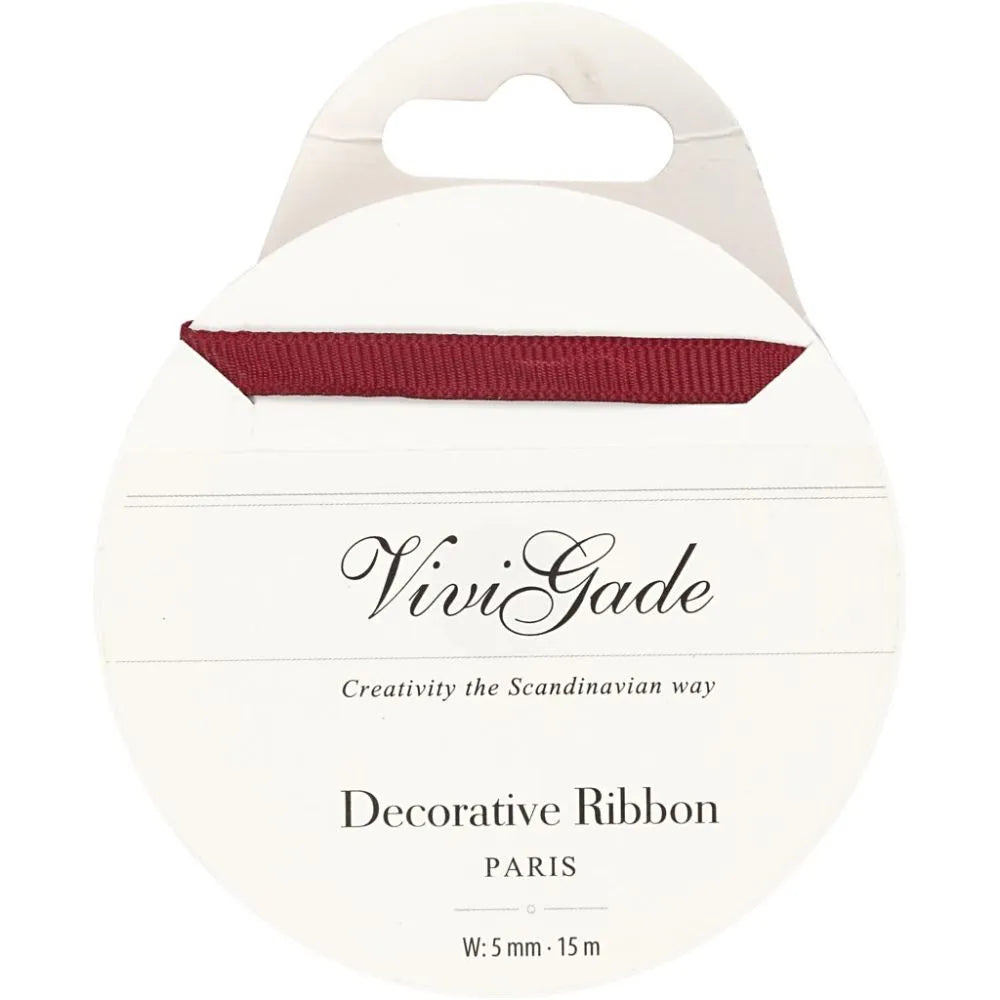 Decorative Grosgrain Ribbon - Red W: 6mm, 15m
