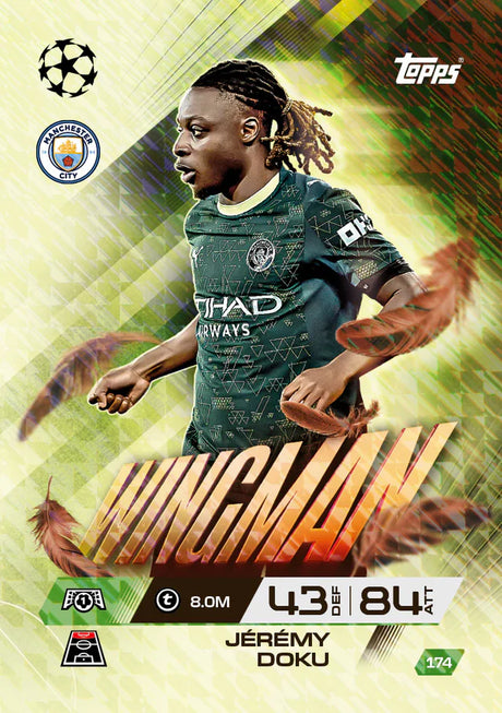 Football player card with Jeremy Doku, featuring Club Brugge and Topps logos.