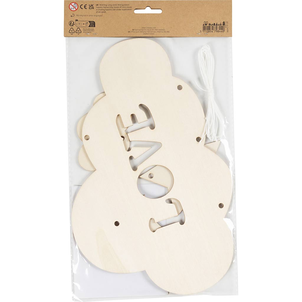 Wooden Mobile W:28 cm Thickness 3mm - Night Sky Cloud
