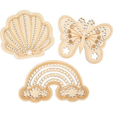 Wooden Shape with Holes Rainbow - Shell Butterfly (24 Pack)