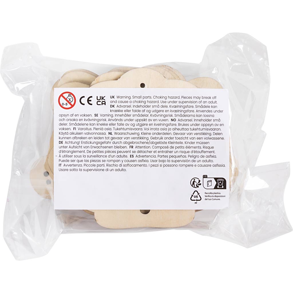 Wooden Shape with Holes Rainbow - Shell Butterfly (24 Pack)