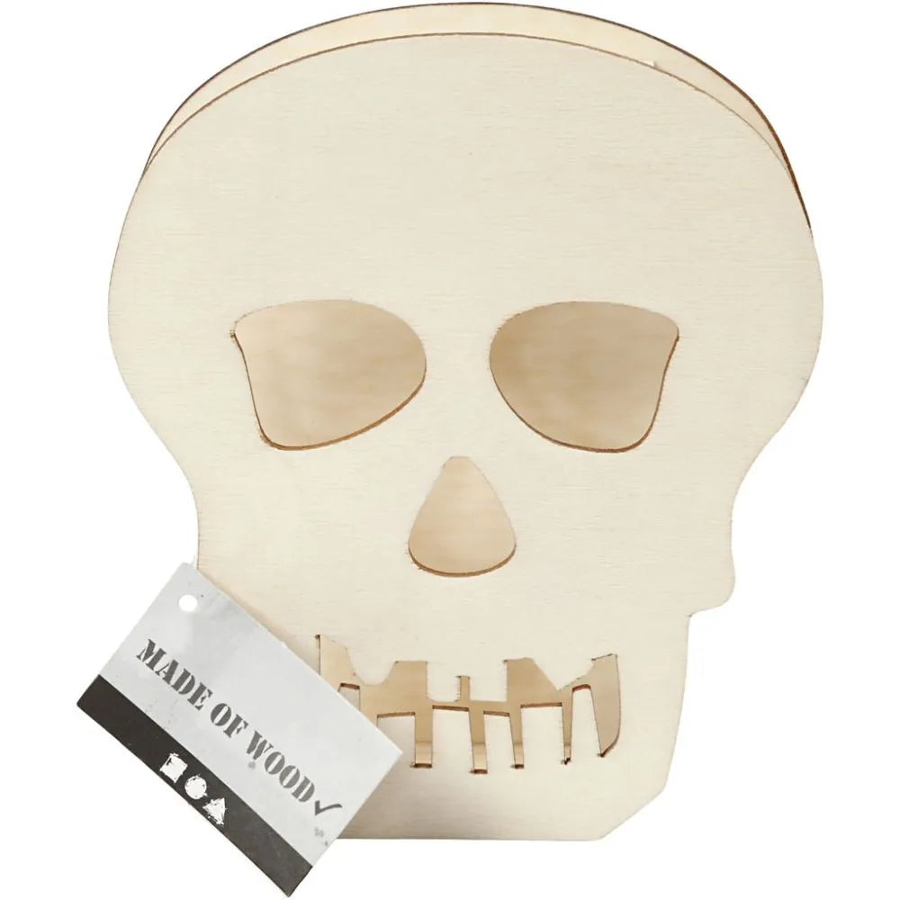 Wooden Skull 13.5cm (1 Piece)