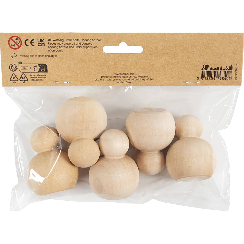 Wooden Figure Body - Round H:5cm (5 Pack)