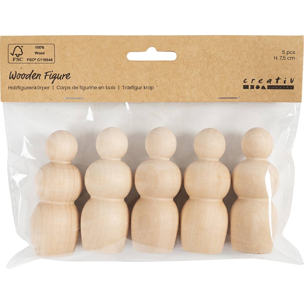 Wooden Figure Body - Hourglass Shape H:75cm (5 Pack)