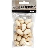 Mixed Wood Mini Eggs - H: 25 mm D: 15 mm (Pack of 20)
