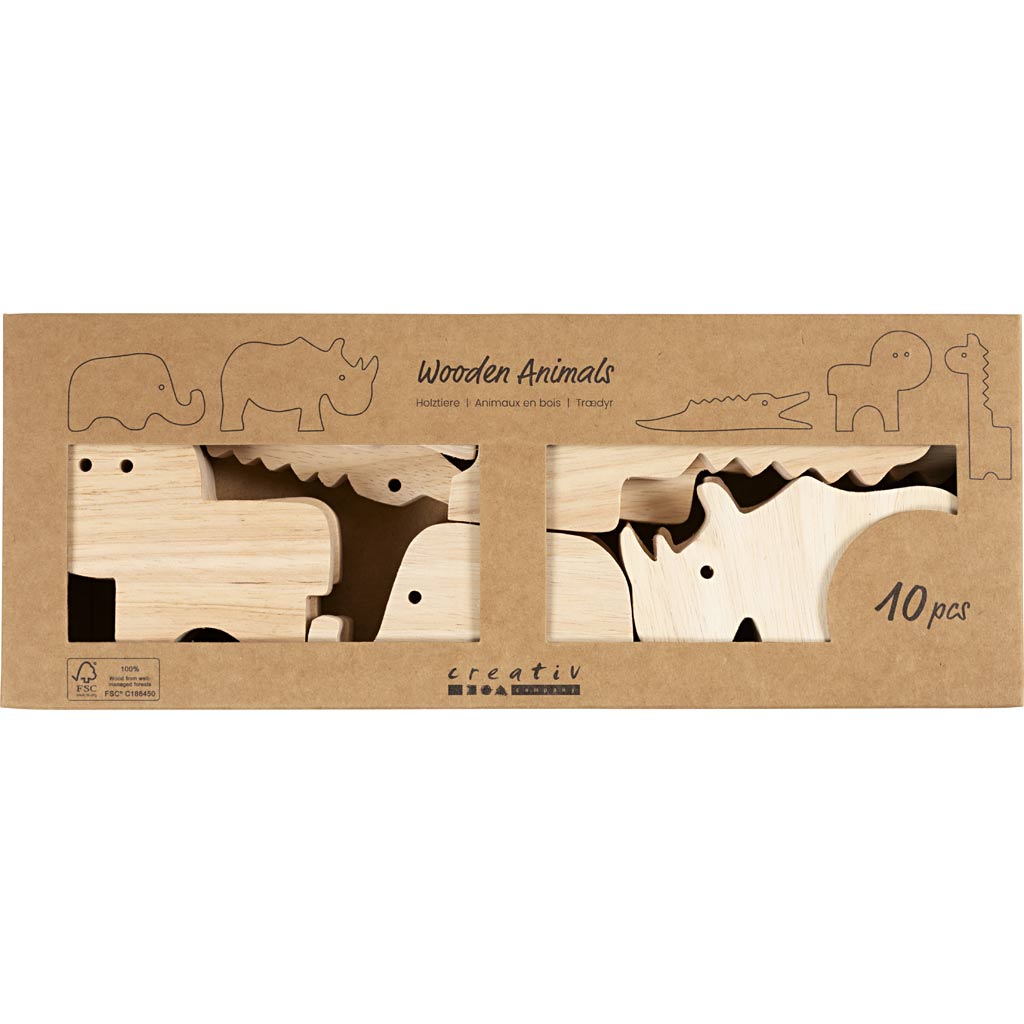 Wooden Animals - Safari H:3-145cm Thickness 2cm (10 Pack)
