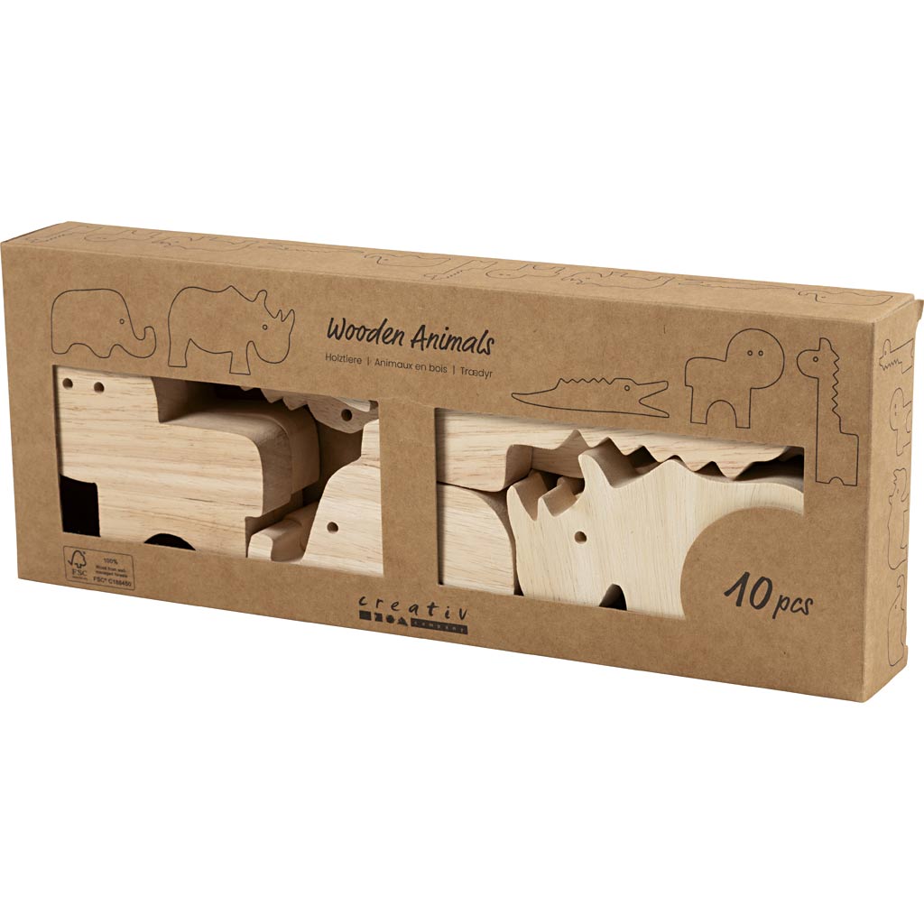 Wooden Animals - Safari H:3-145cm Thickness 2cm (10 Pack)