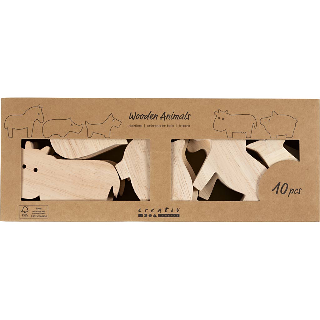 Wooden Animals - Farm H:45-87cm Thickness 2cm (10 Pack)