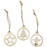 Wooden Hanging Christmas Ornaments (24 Pack)