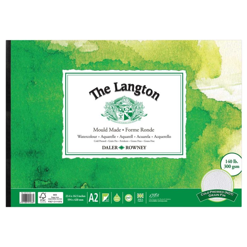 Langton Watercolour Paper CP Pad A2 300g (12 Sheets)