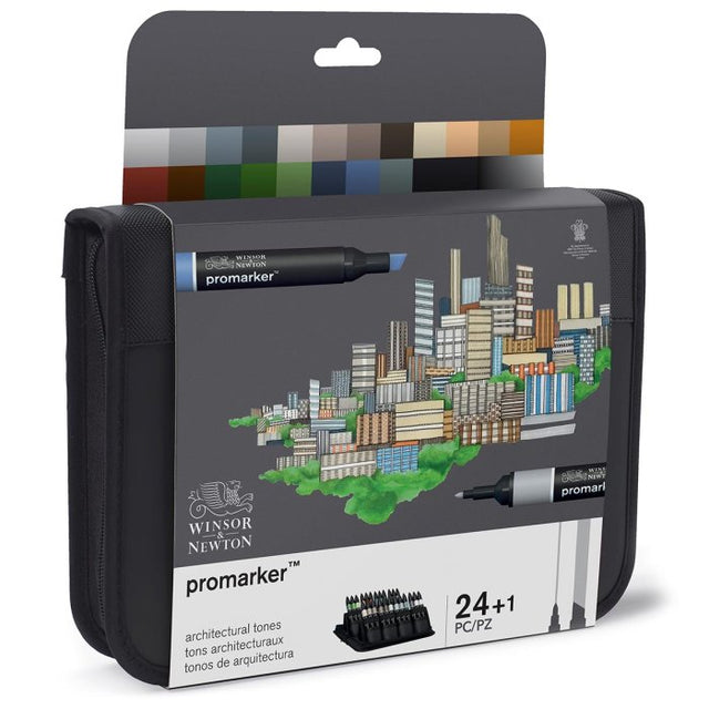 Winsor Newton Promarker Wallet - 24 + 1 Architectural Set