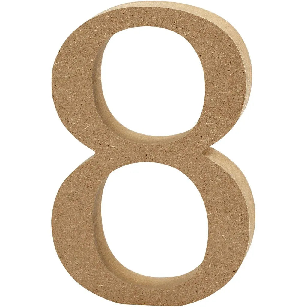 Number, H: 8 cm, thickness 1.5 cm, 1 pc, MDF