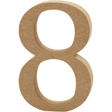 Number, H: 8 cm, thickness 1.5 cm, 1 pc, MDF