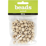 Wooden Bead, D: 10 mm, hole size 2.5 mm, 40 pcs, c