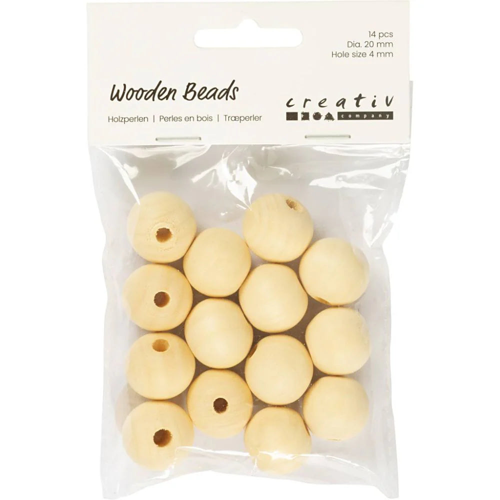Wooden Beads - Depth 20mm & Hole Size 4mm (14 Pieces)