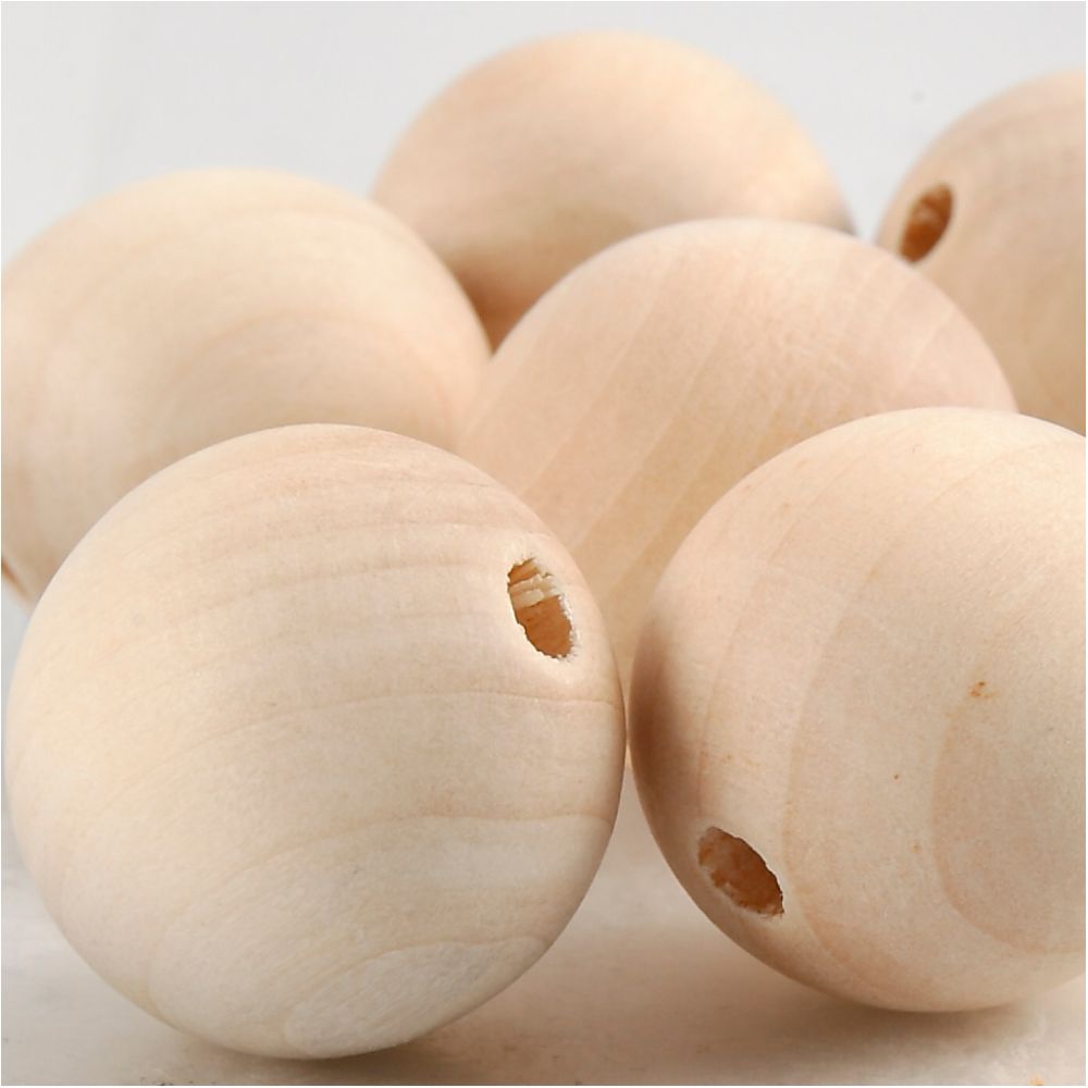 Wooden Bead 25mm Hole Size 4mm (8 Pack)