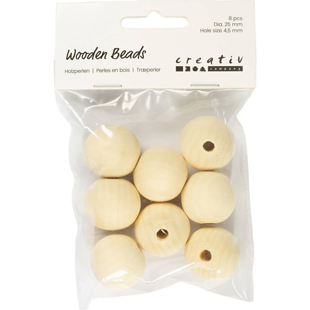 Wooden Bead 25mm Hole Size 4mm (8 Pack)