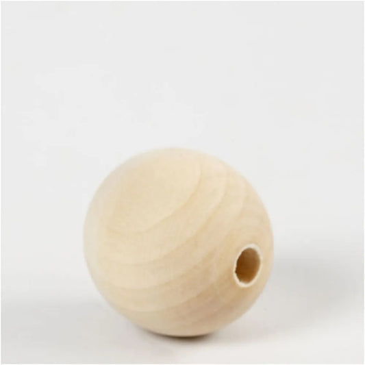 Wooden Bead, D: 30 mm, hole size 5 mm, 4 pc/ 1 pac
