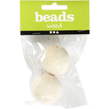 Wooden Bead, D: 35 mm, hole size 6 mm, 2 pcs