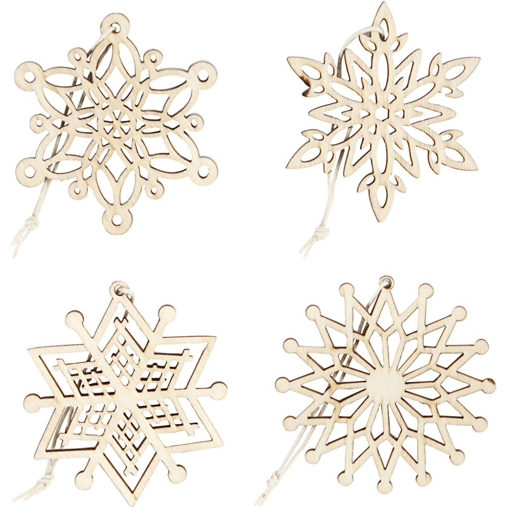Wooden Ornaments - Snowflakes (8 Pack)