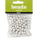 Wooden Beads - White 8mm, 15g