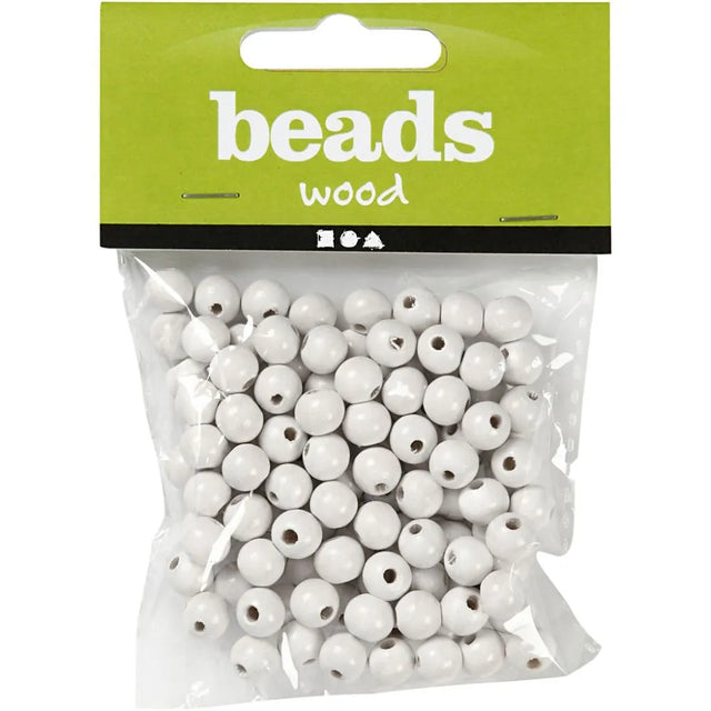 Wooden Beads - White 8mm, 15g