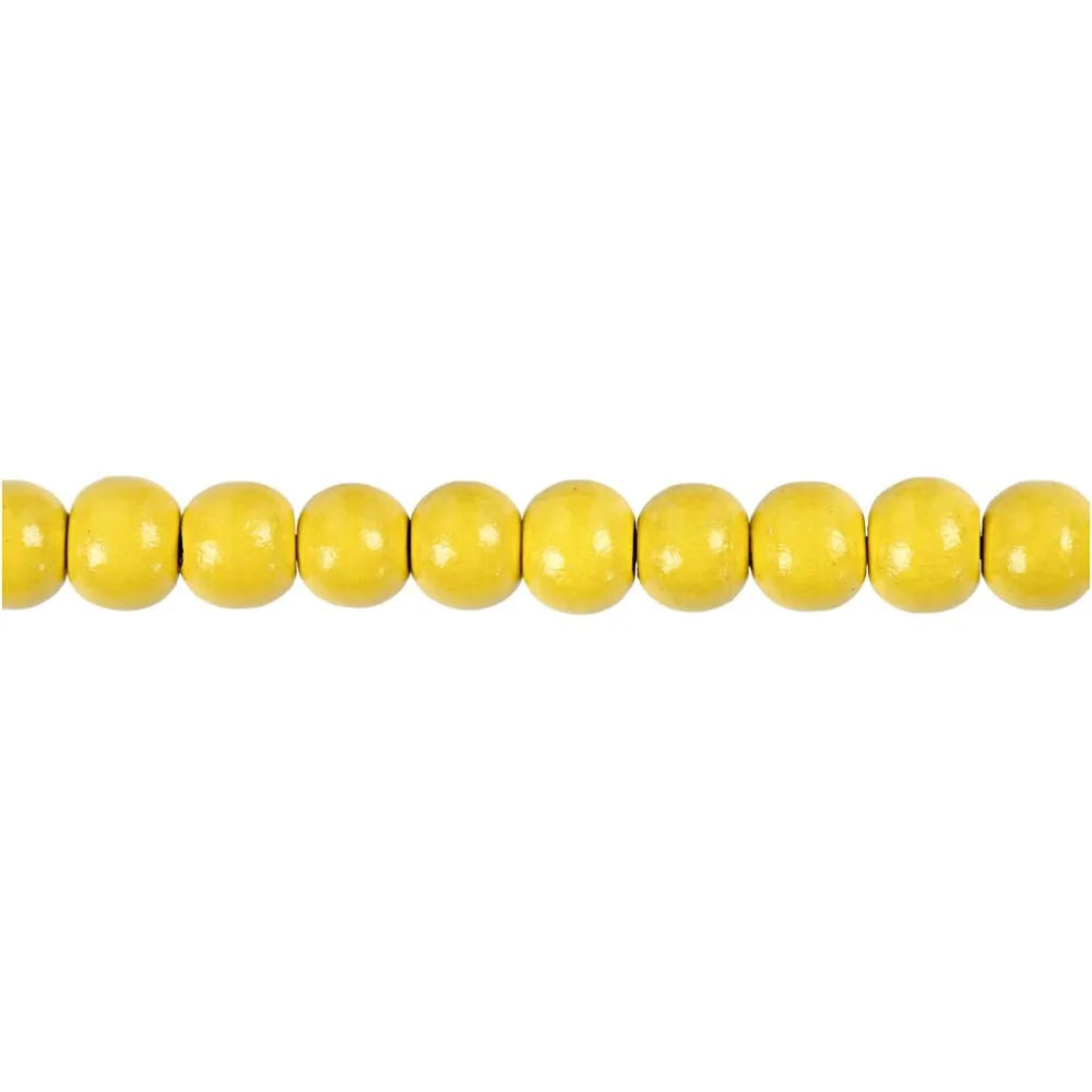 Wooden Beads Hole Size 2mm, 15g - Yellow