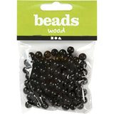 Wooden Beads Hole Size 2mm, 15g - Black