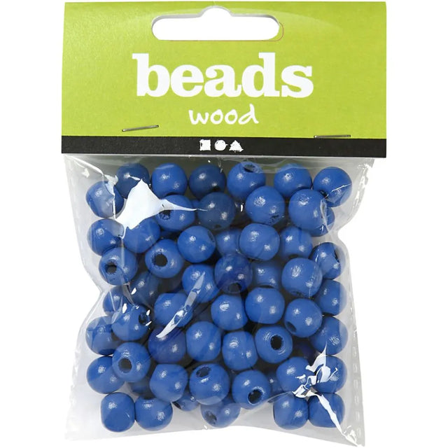 Wooden Beads Hole Size 2mm, 15g - Blue
