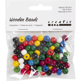 Wooden Beads Mix 15g 8mm - Assorted Colours (80 Pack)