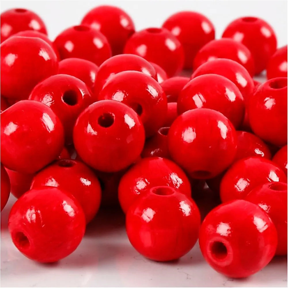 Wooden Beads - Red 10 mm