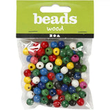 Wooden Beads Mix Hole Size 3mm, 20g - Assorted Colours