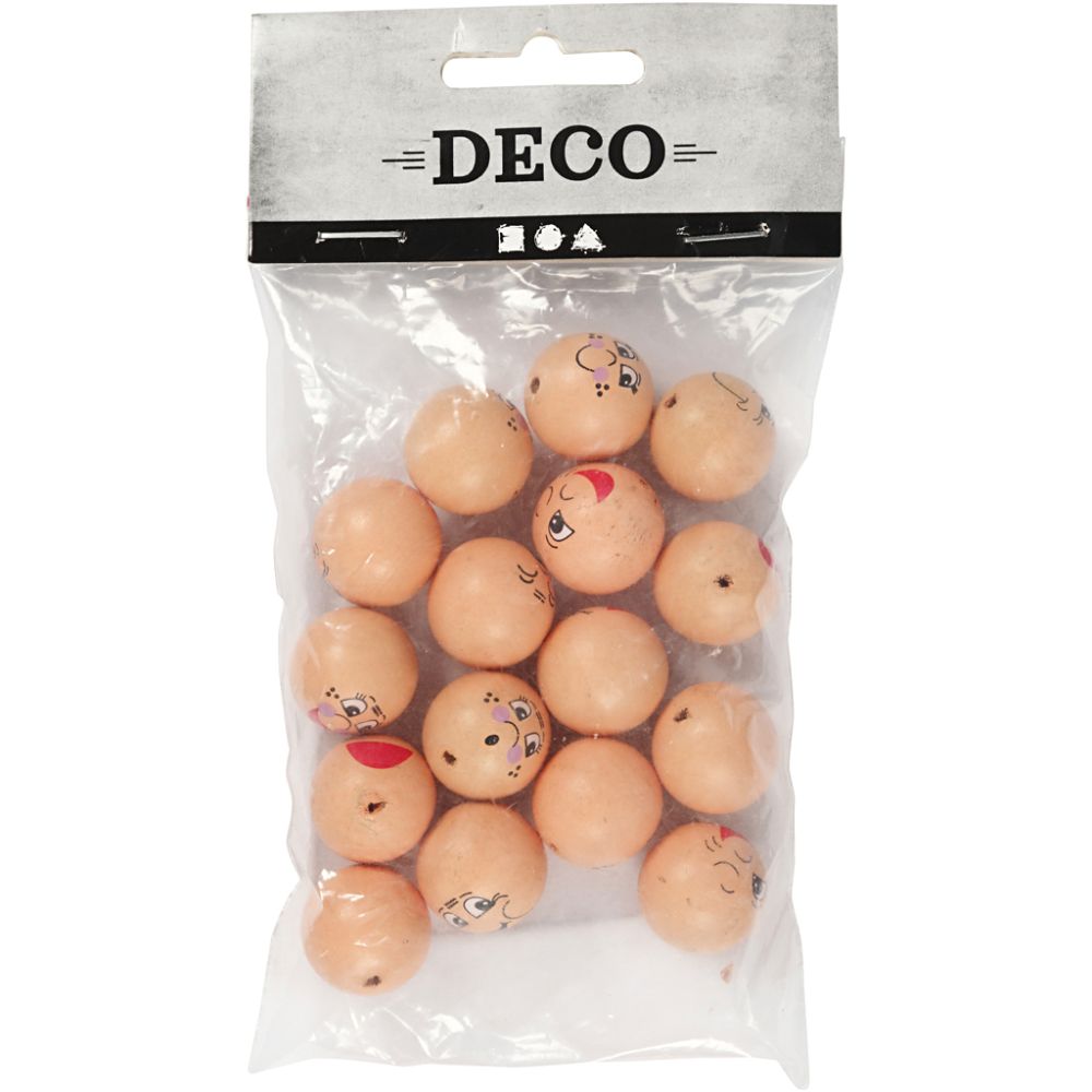 Wooden Heads 20mm - Light Beige (16 Pack)
