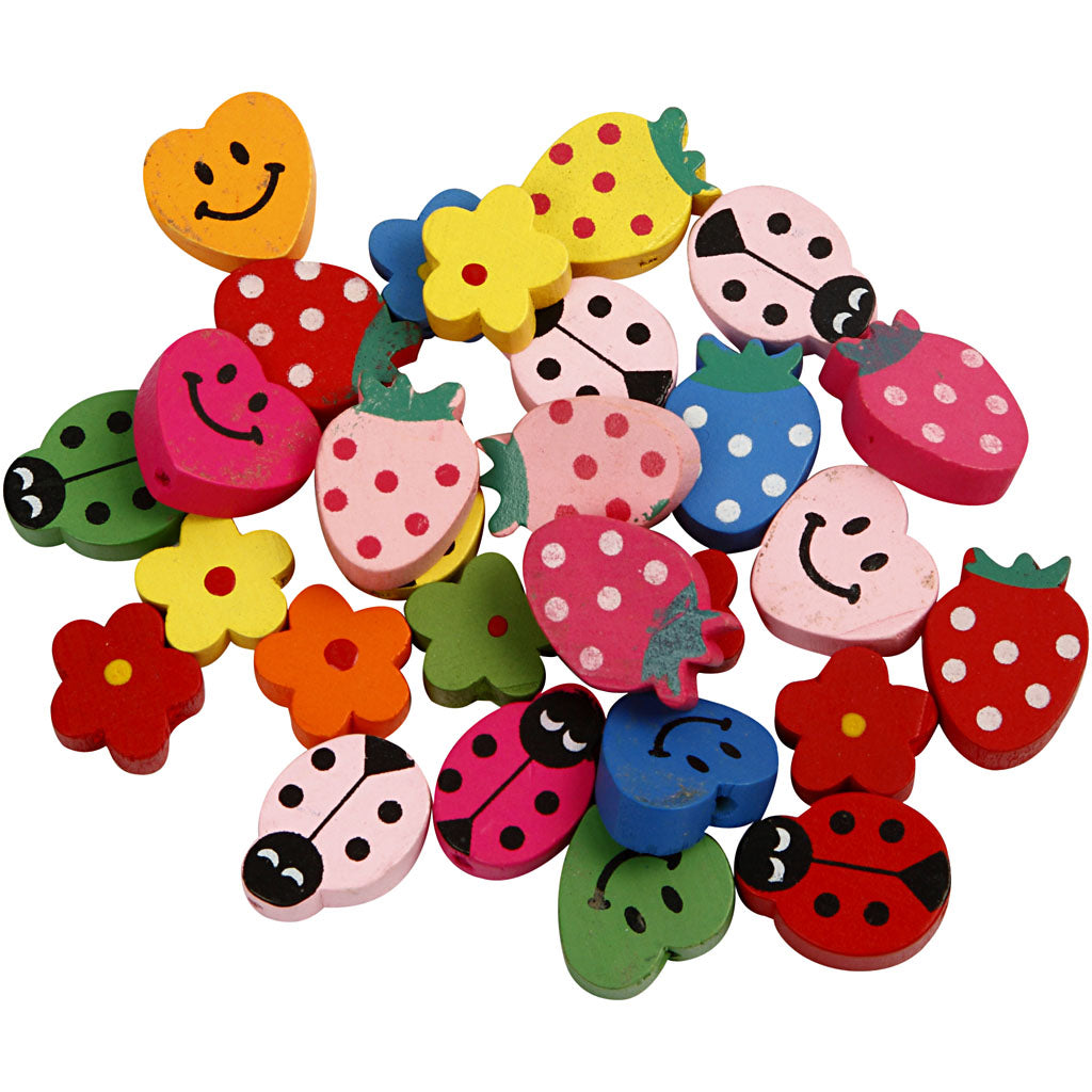Shaped wooden beads