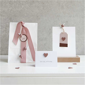 Wooden Stickers Heart 48 Pieces - Rose Gold