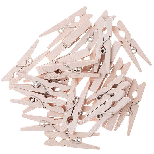 Wooden Pegs clips 3cm - Powder Pink 24 PCS
