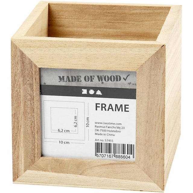 Wooden Pencil Holder with Frame 10x10x10cm