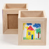 Wooden Pencil Holder with Frame 10x10x10cm