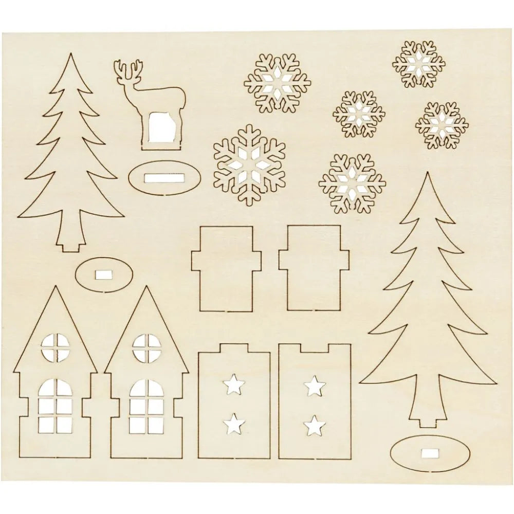 Creativ Plywood Christmas Figures - DIY House, Tree, Snowflake, Deer