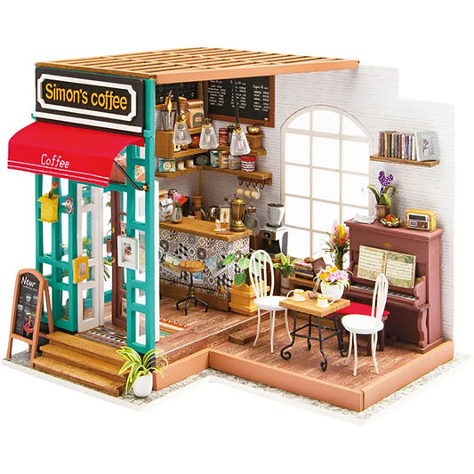 Diy Miniature Room, Coffee Shop, H: 19 Cm, L: 22,6