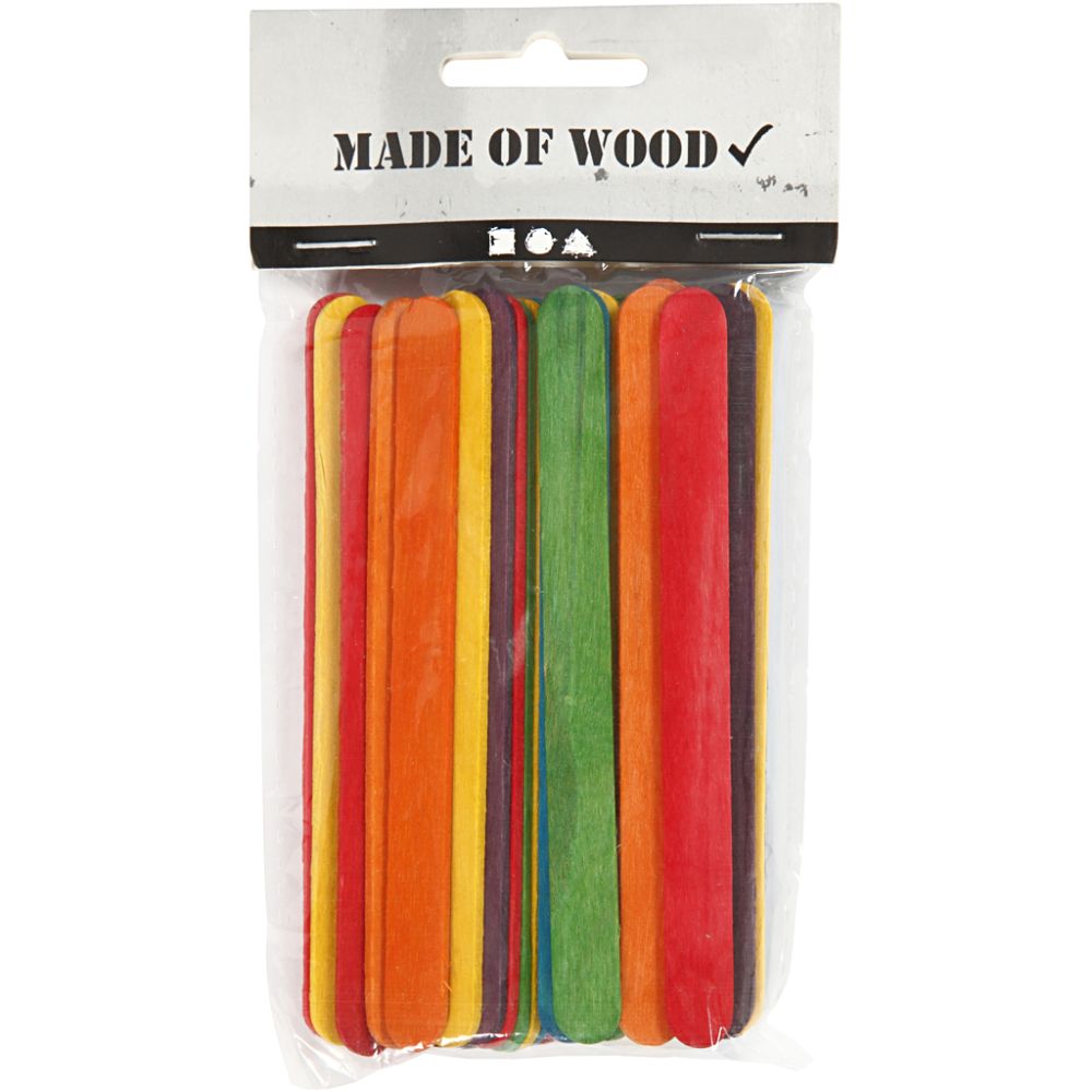 Wood Sticks 11.4cm - Assorted Colours (30 Pack)