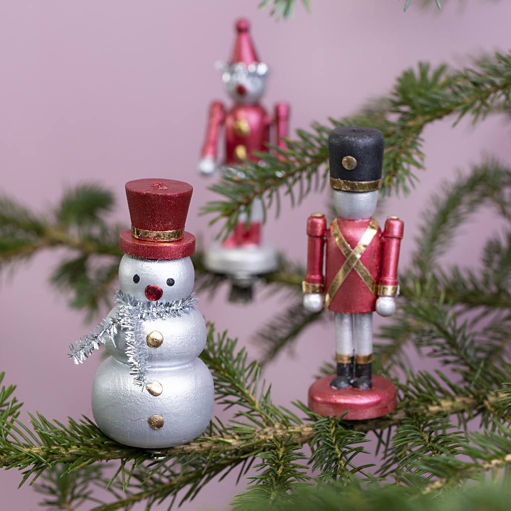 Wooden Snowman - H: 7.8cm Diameter 3.3cm (1 Piece)