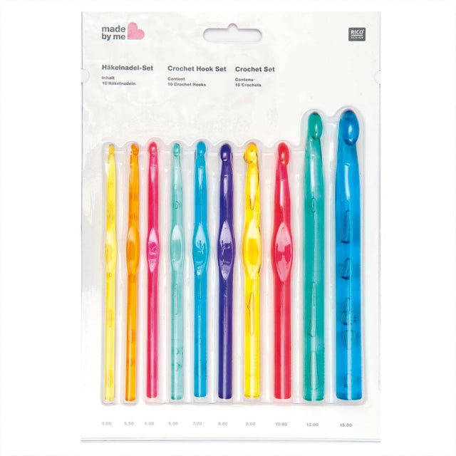Crochet Acrylic Hook Set 10Pcs, 5.00 - 15.00 Mm