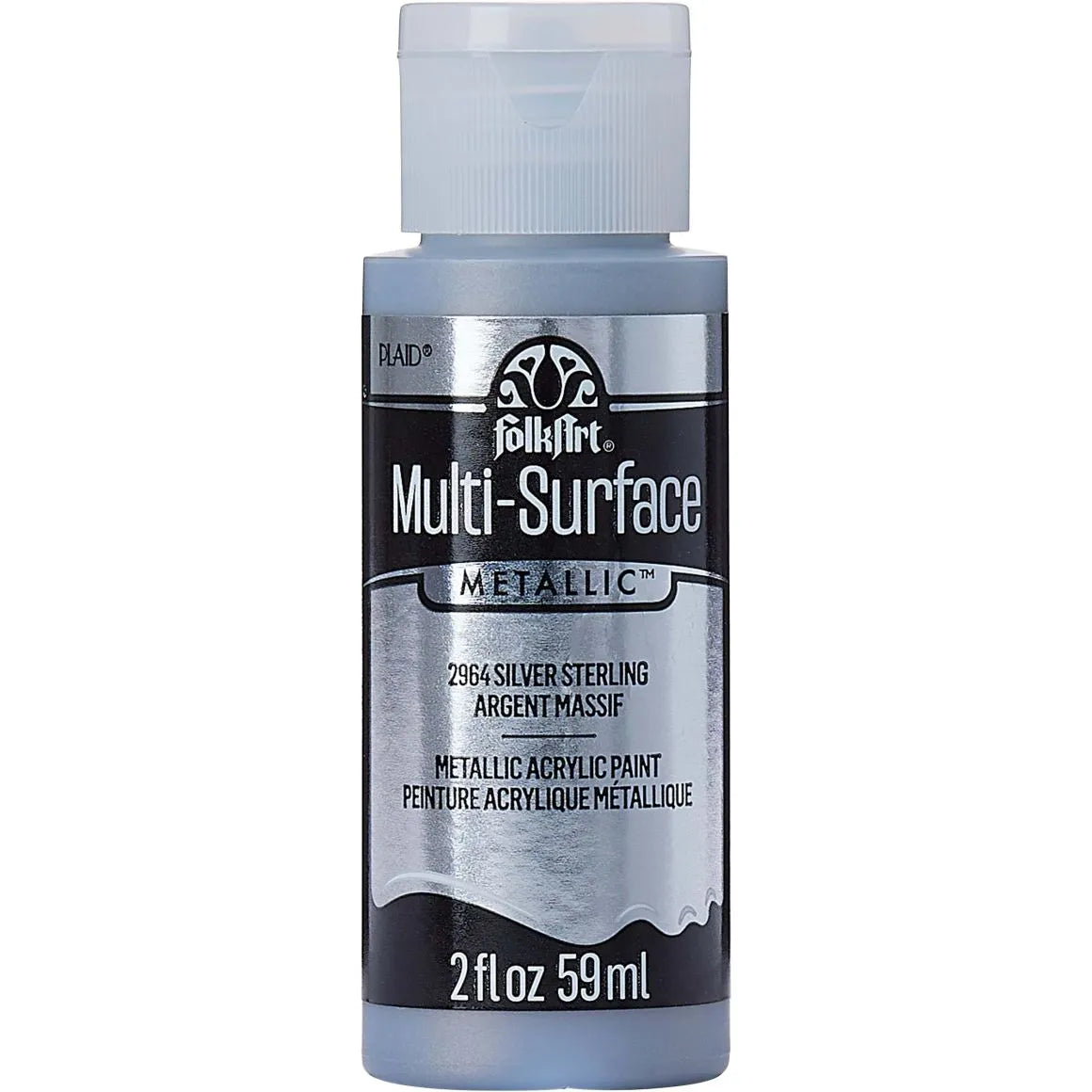FolkArt Multi-Surface Metallic Acrylic 59ml - Silver Sterling