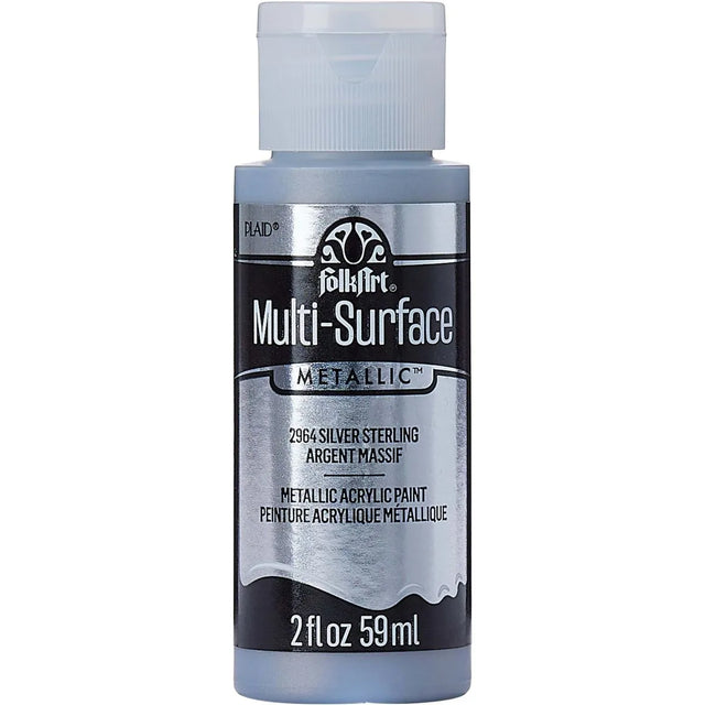 FolkArt Multi-Surface Metallic Acrylic 59ml - Silver Sterling