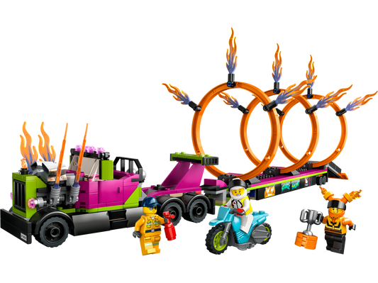 Lego Stunt Truck and Ring Of Fire Challenge