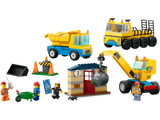 Lego Construction Trucks and Wrecking Ball Crane